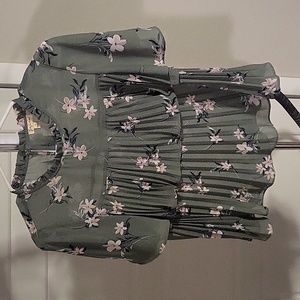 Anthropologie green floral shirt S